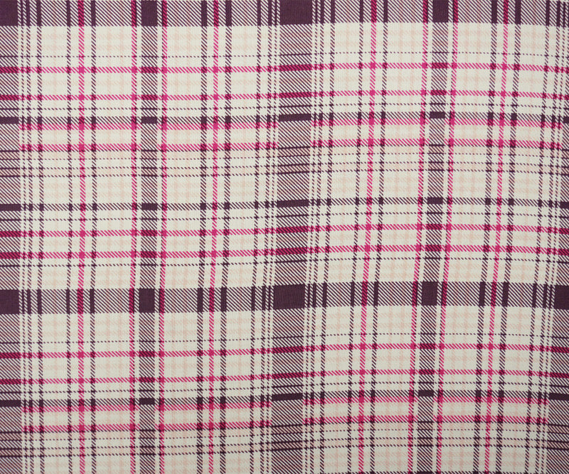 Purple-Pink-White Rayon Plaid Printed Challis Woven Fabric