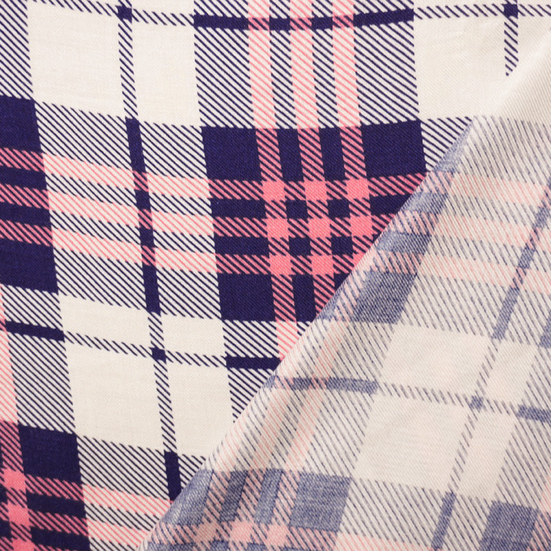 Bue-Red Rayon Plaid Printed Twill Woven Fabric
