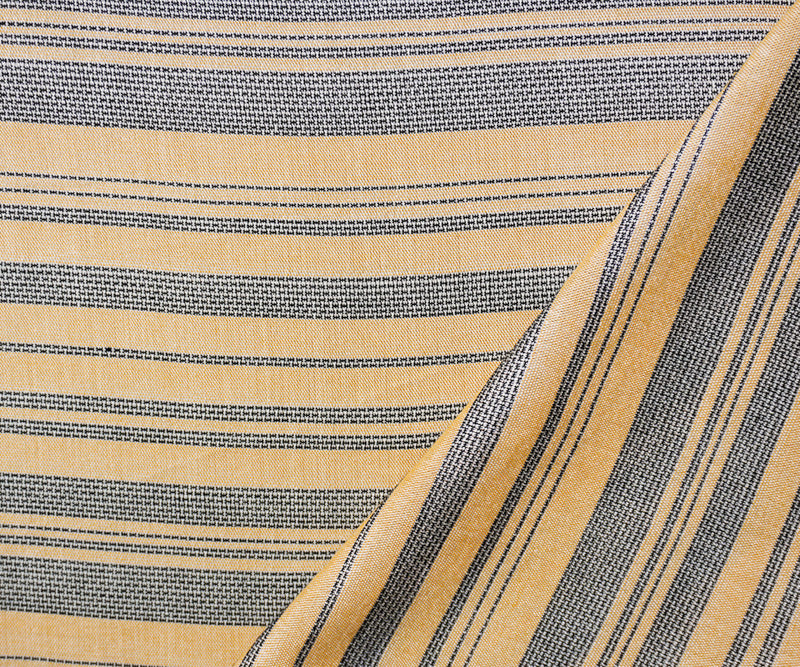 Yellow-Black-White Rayon Cotton Stripe Dobby Woven Fabric