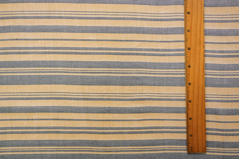 Yellow-Black-White Rayon Cotton Stripe Dobby Woven Fabric