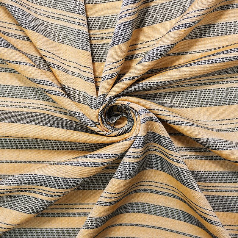 Yellow-Black-White Rayon Cotton Stripe Dobby Woven Fabric