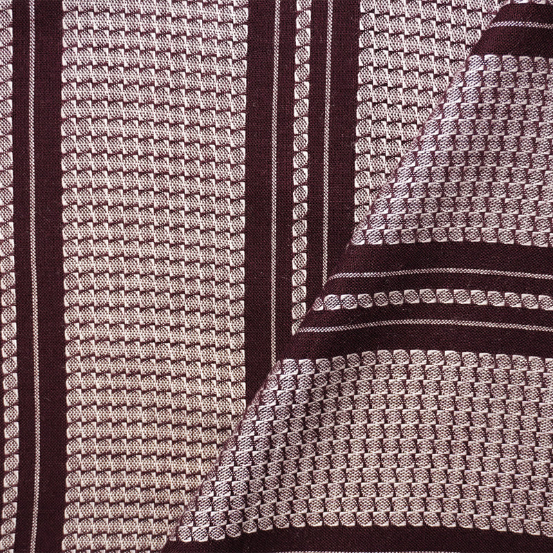 1 YD PC-Red-White Rayon Cotton Stripe Dobby Woven Fabric