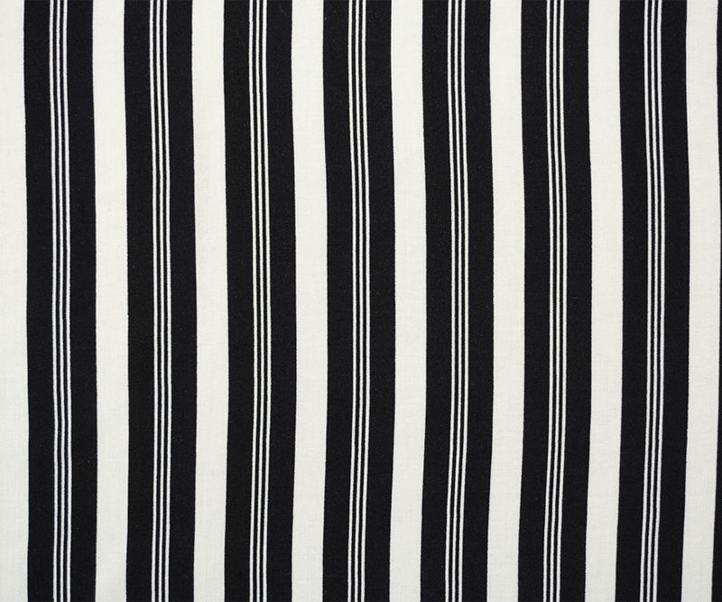 1 7/8 YD PC-Black-White Rayon Stripe Printed Challis Woven Fabric