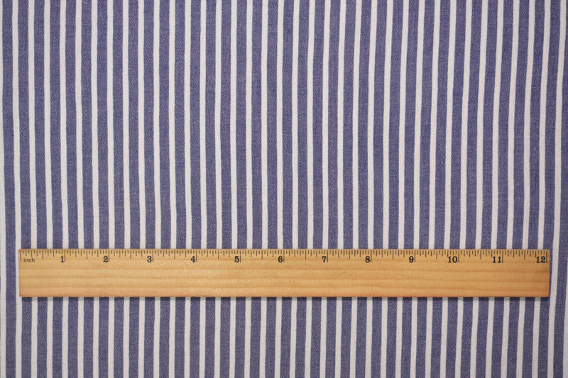 Blue-White Rayon Stripe Yarn Dyed Textured Woven Fabric