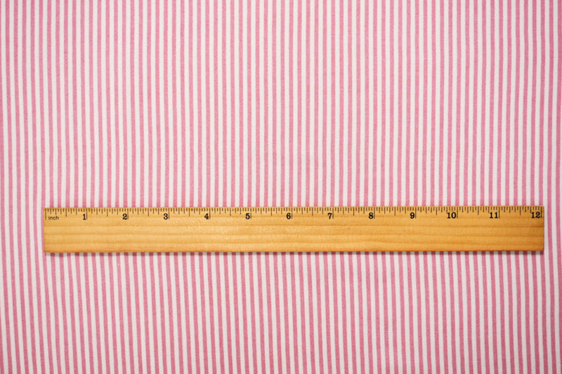 Pink-White Rayon Stripe Printed Challis Woven Fabric