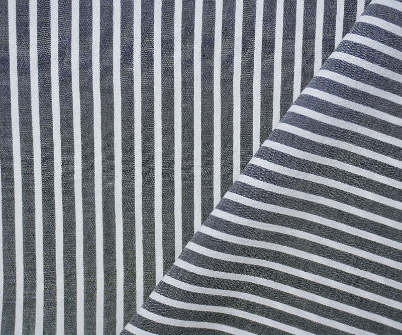 Black-White Rayon Stripe Yarn Dyed Textured Woven Fabric