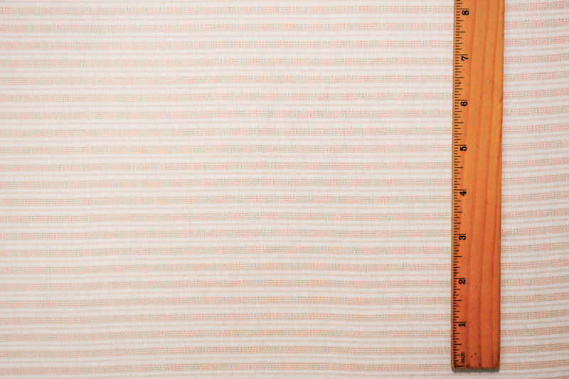 Beige-White Rayon Cotton Stripe Dobby Woven Fabric
