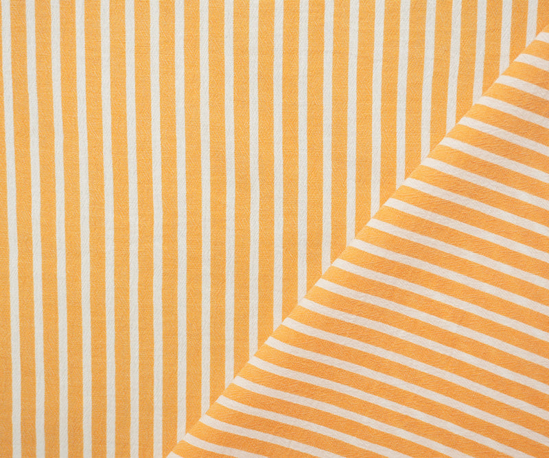 Yellow-White Rayon Textured Yarn Dyed Stripe Woven Fabric