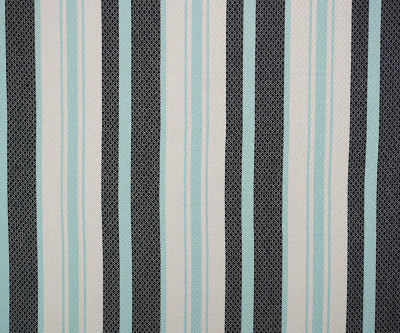 Blue-White Rayon Poly Stripe Diamond Dobby Woven Fabric