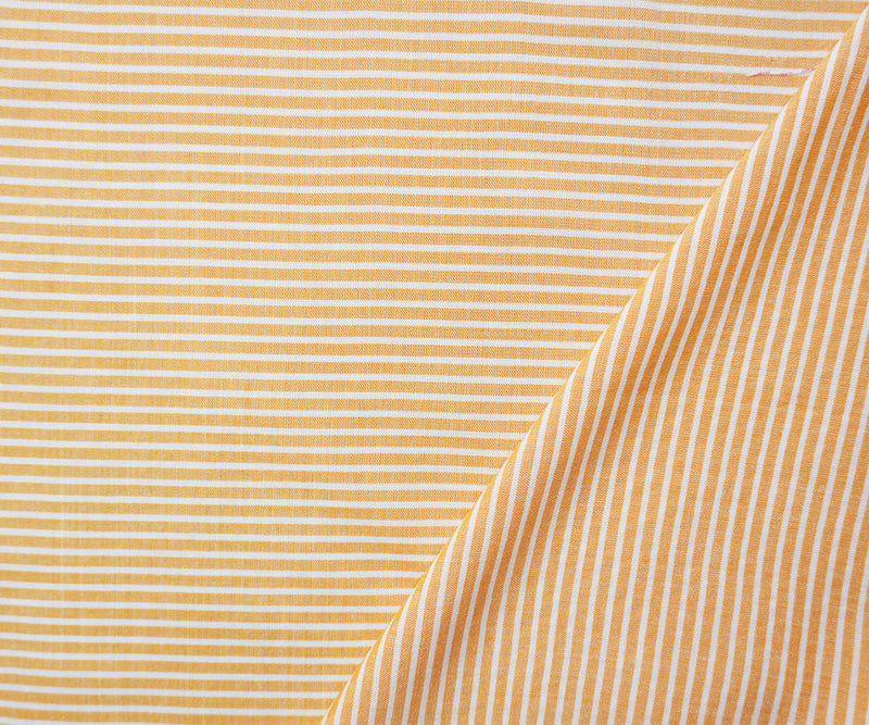 Yellow-White Rayon Stripe Challis Woven Fabric