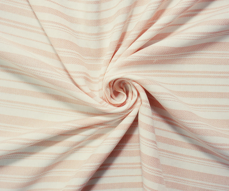 Beige-White Rayon Cotton Stripe Dobby Woven Fabric