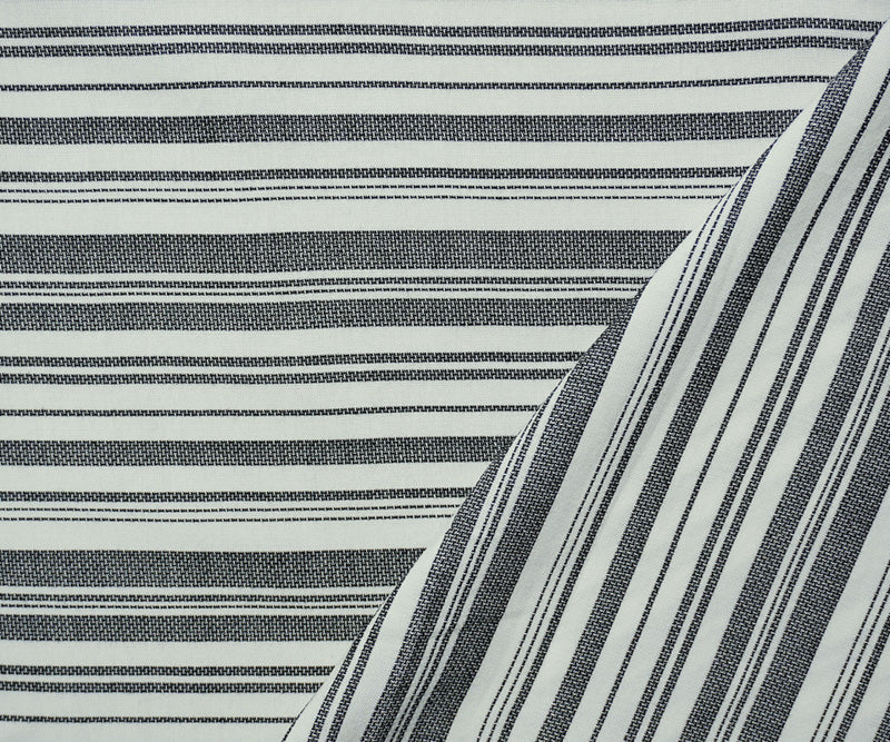Black-White Rayon Cotton Stripe Dobby Woven Fabric