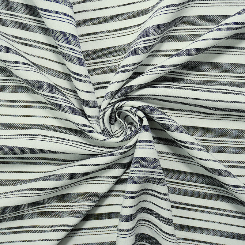 Black-White Rayon Cotton Stripe Dobby Woven Fabric