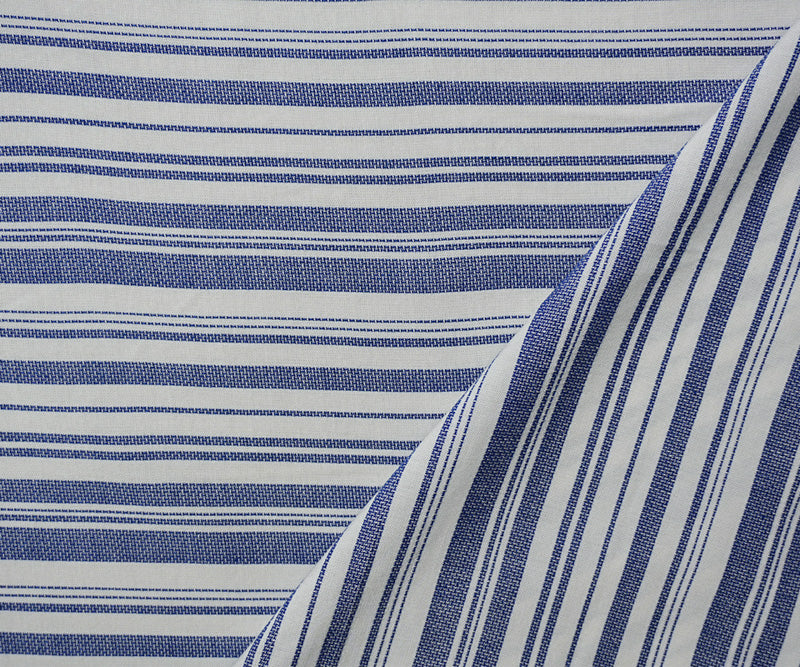 Blue-White Rayon Cotton Stripe Dobby Woven Fabric