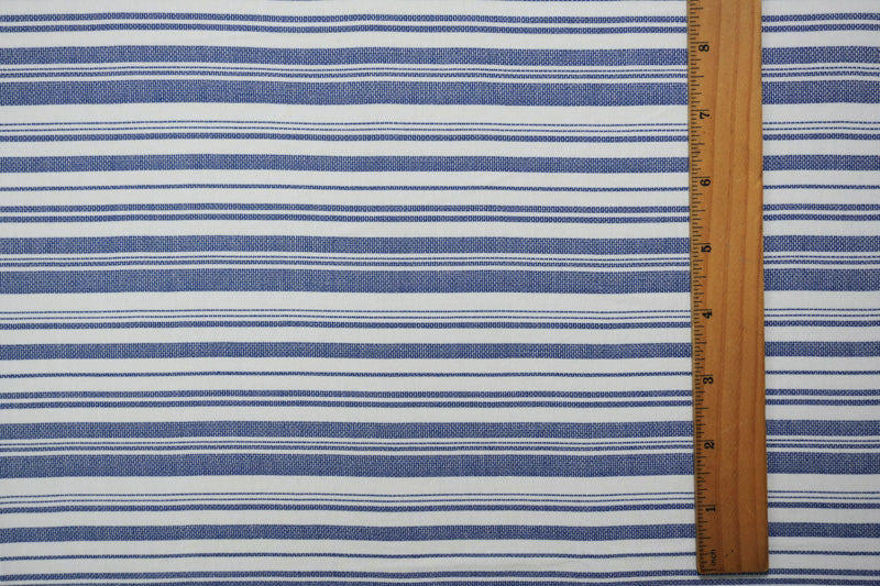 Blue-White Rayon Cotton Stripe Dobby Woven Fabric