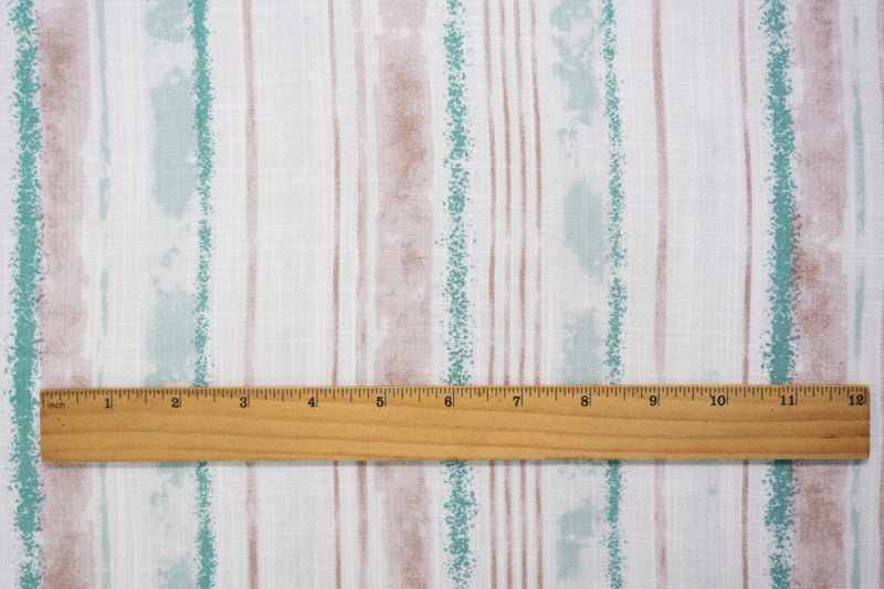 White-Multi Rayon Abstract Stripe Cross Hatch Slub Woven Fabric