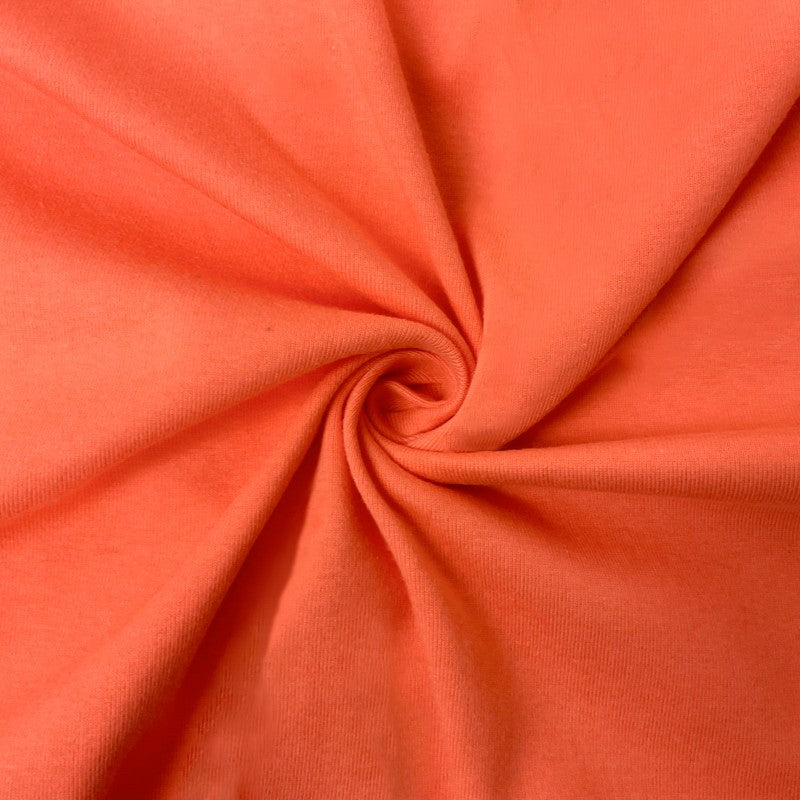 Orange Organic Cotton Solid 1X1 Rib Knit Fabric