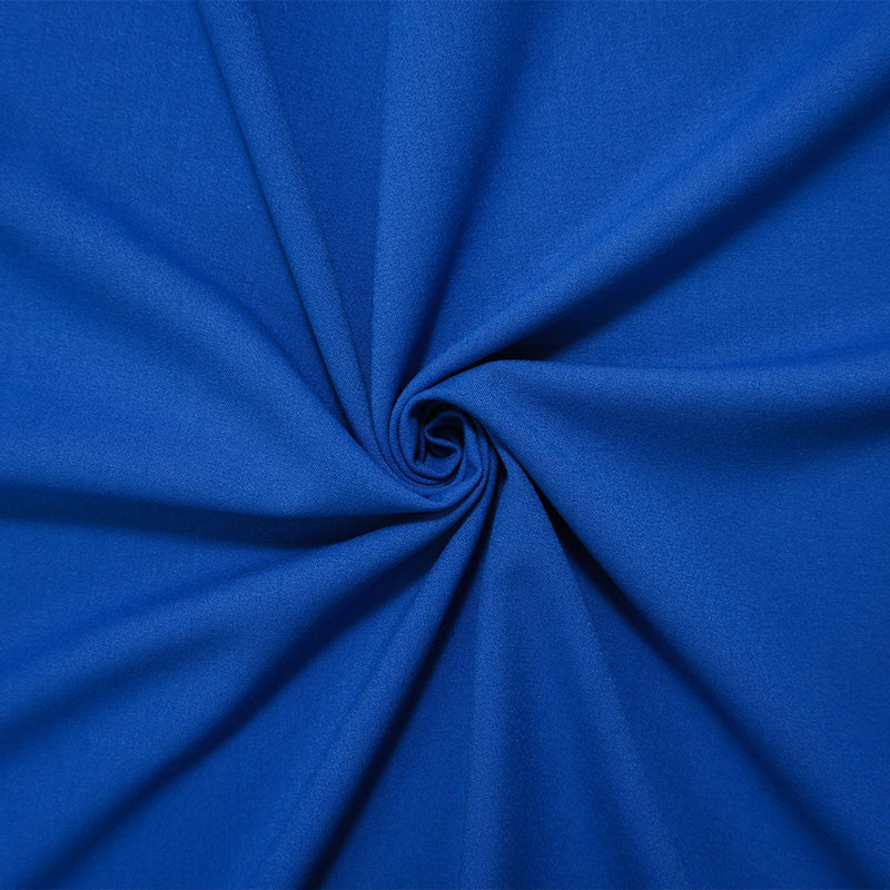 Blue Poly Rayon Spandex Stretch Solid Woven Suiting Fabric