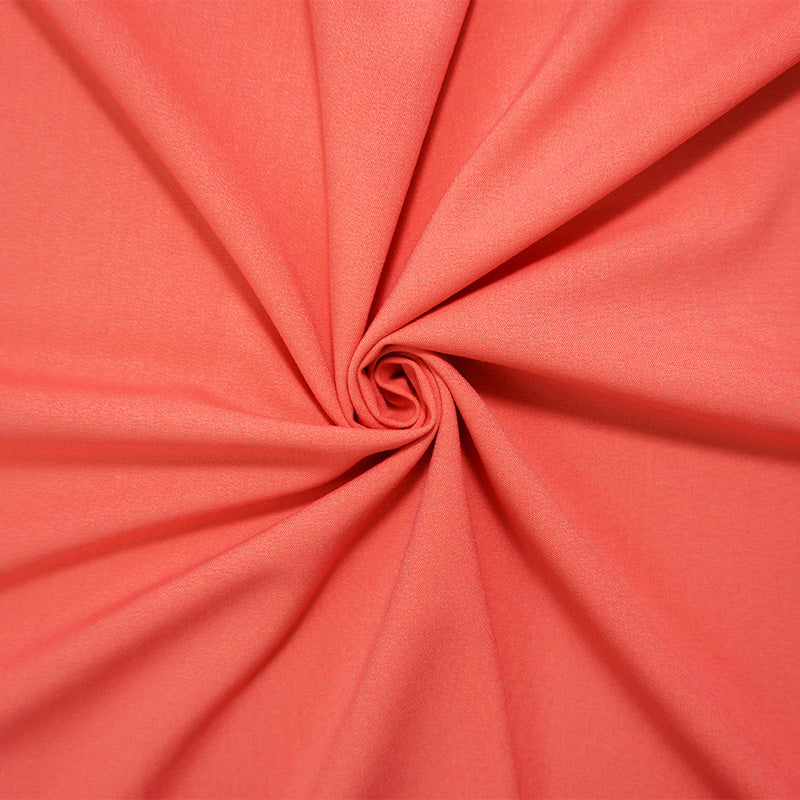 Deep Salmon Poly Rayon Spandex Stretch Solid Woven Suiting Fabric