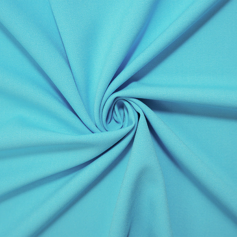 Blue Poly Rayon Spandex Stretch Solid Woven Suiting Fabric