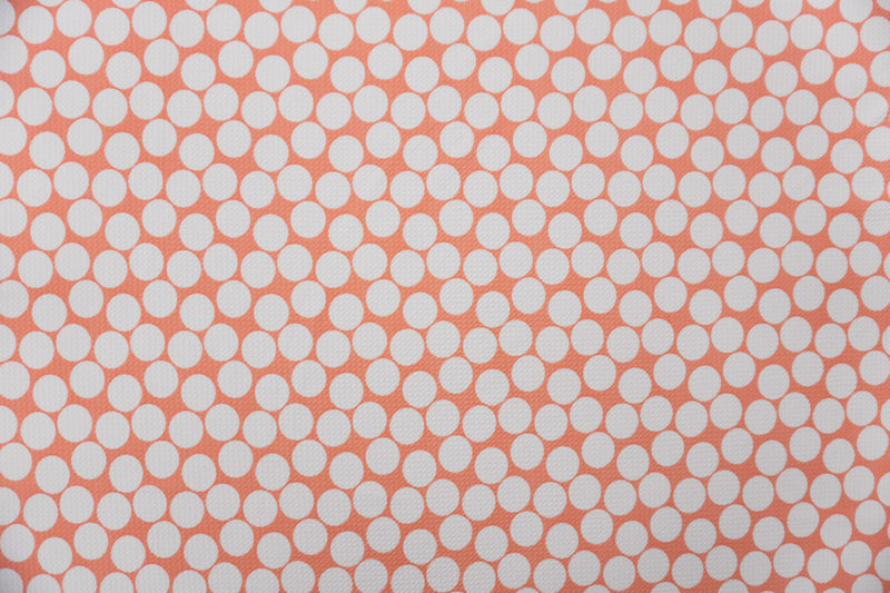 Peach-White Poly Dot Print Liverpool Double Knit Fabric