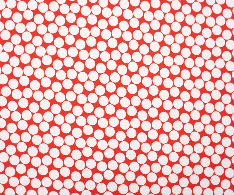 Red-White Poly Dot Print Liverpool Double Knit Fabric