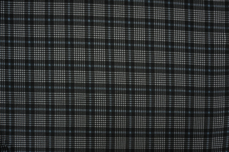 1 1/4 YD PC-Black-Gray Poly Glen Plaid Print Liverpool Double Knit Fabric