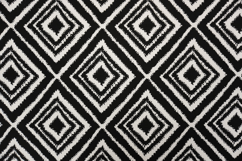 Black-White Poly Diamond Print Liverpool Double Knit Fabric