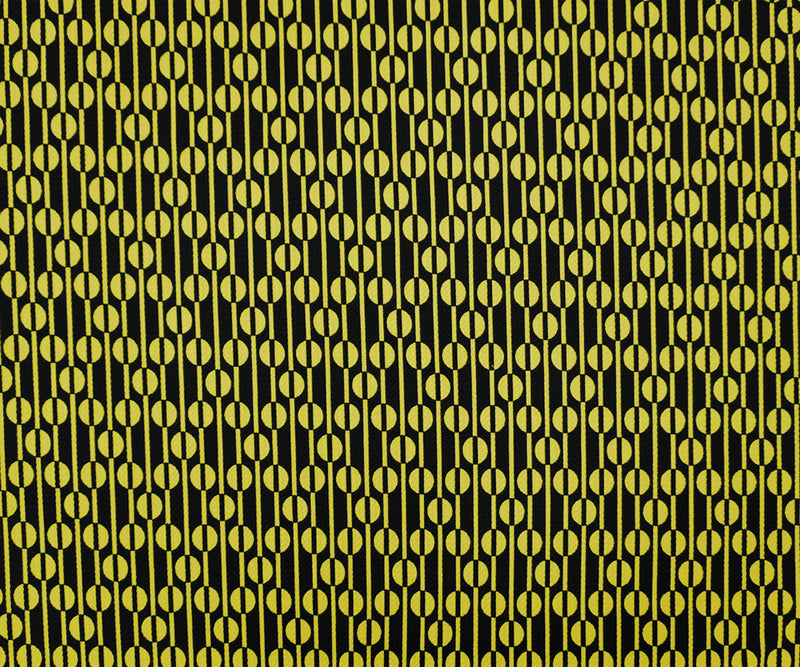 Yellow-Black Poly Geometric Print Liverpool Double Knit Fabric