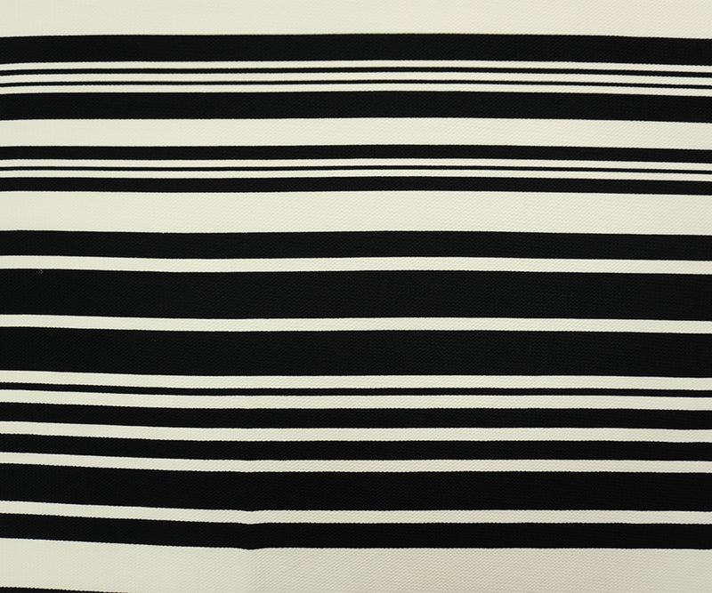Black-Ivory Poly Stripe Print Liverpool Double Knit Fabric