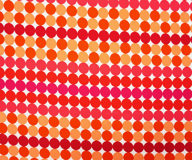 Red-Orange-White Poly Dot Print Liverpool Double Knit Fabric