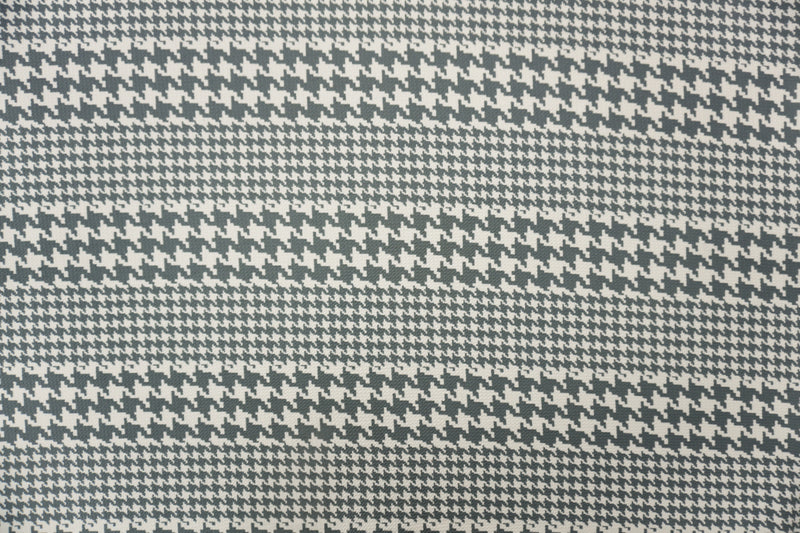 Gray-White Poly Houndstooth Print Liverpool Double Knit Fabric
