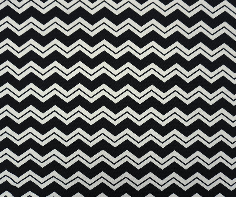 Black-White Poly Chevron Print Liverpool Double Knit Fabric