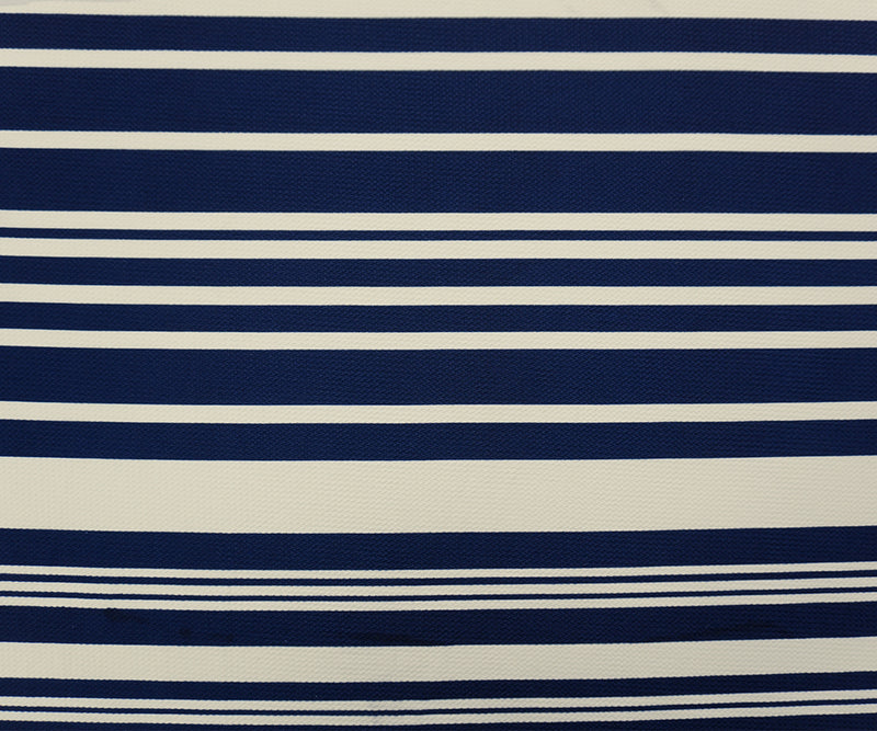Blue-Ivory Poly Stripe Print Liverpool Double Knit Fabric