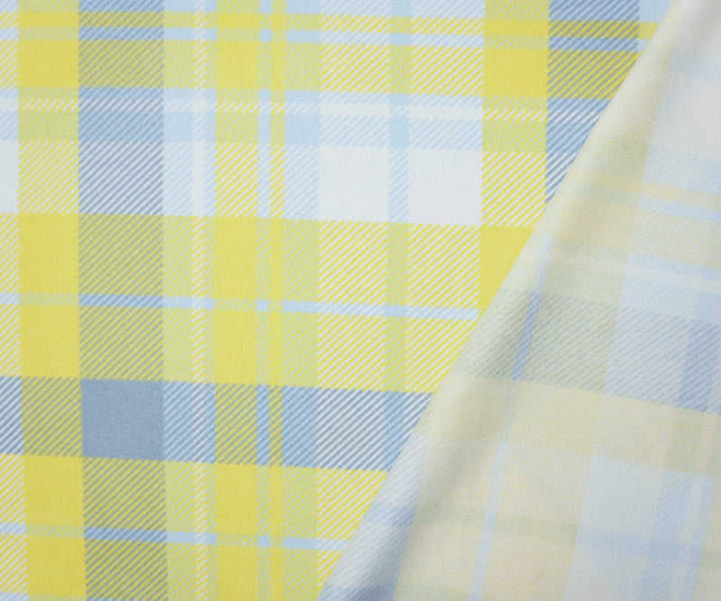 Yellow-Multi Poly Plaid Print Liverpool Double Knit Fabric