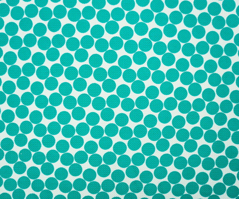 Turquoise-White Poly Dot Print Liverpool Double Knit Fabric