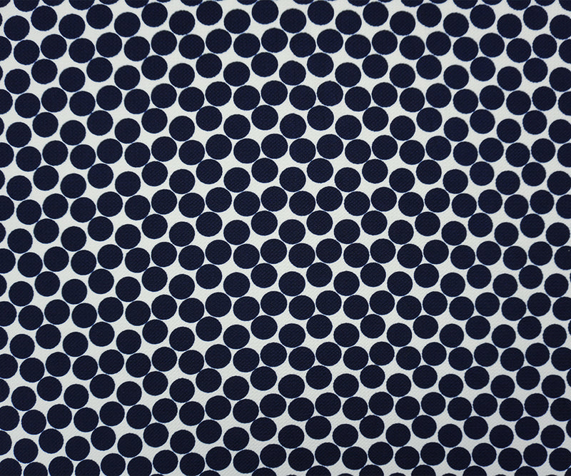 Navy-White Poly Dot Printed Liverpool Double Knit Fabric