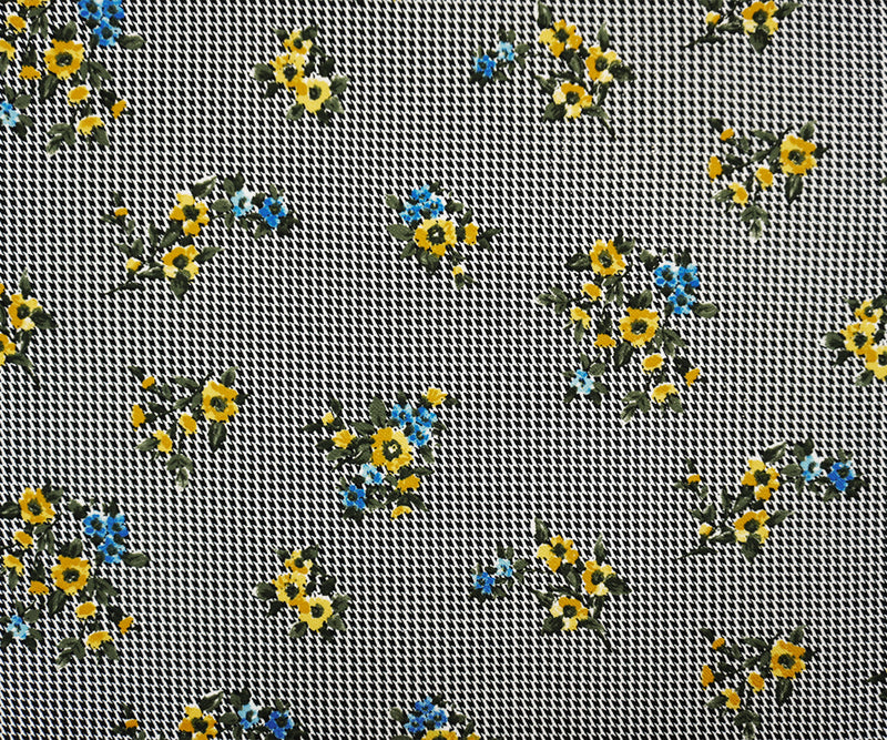 Black-Multi Poly Floral Print Liverpool Double Knit Fabric