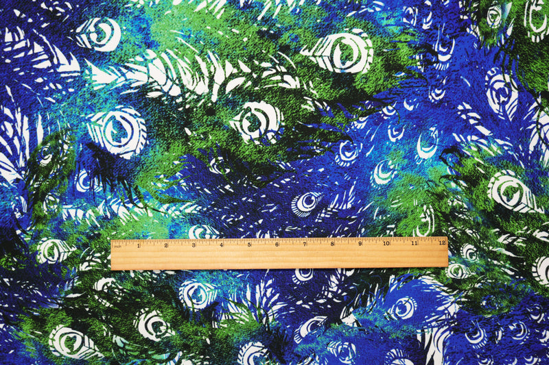 2 YD PC-Blue-Multi Poly Stretch Abstract Print ITY Jersey Knit Fabric