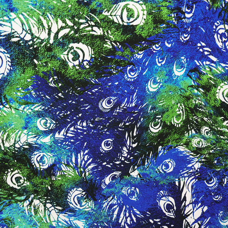 2 YD PC-Blue-Multi Poly Stretch Abstract Print ITY Jersey Knit Fabric