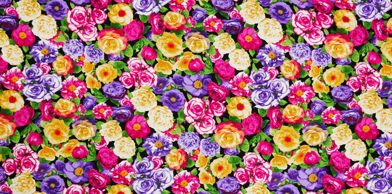 Purple-Pink-Multi Rayon Floral Printed Challis Woven Fabric