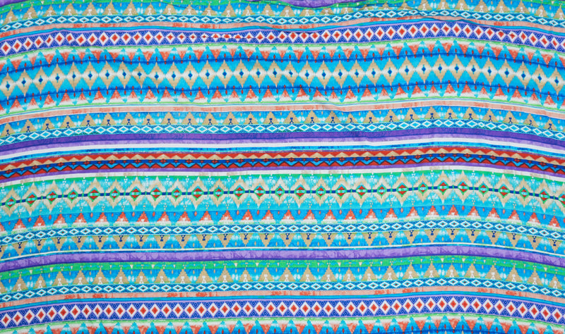 Blue-Green-Multi Rayon Aztec Printed Challis Woven Fabric