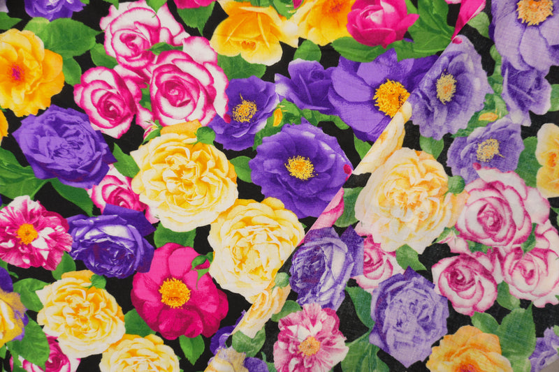 Purple-Pink-Multi Rayon Floral Printed Voile Woven Fabric