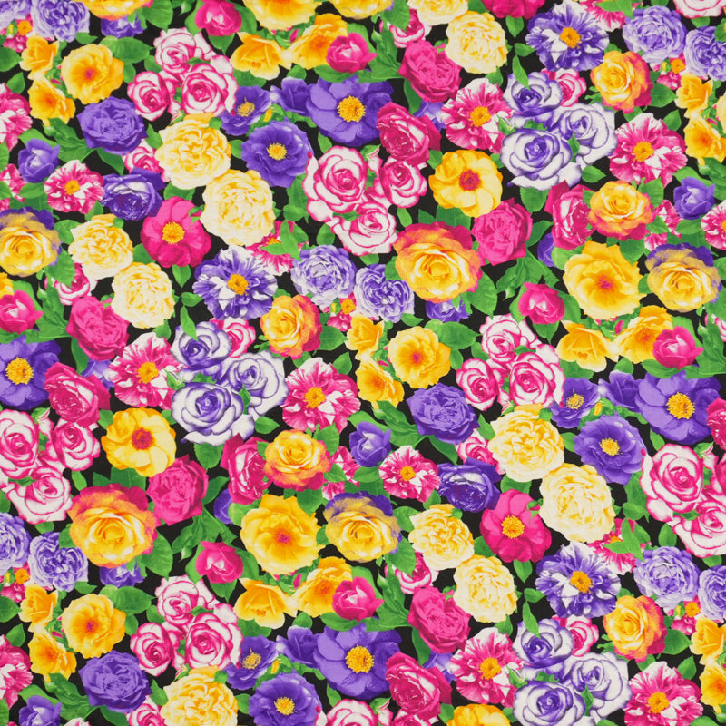 Purple-Pink-Multi Rayon Floral Printed Voile Woven Fabric