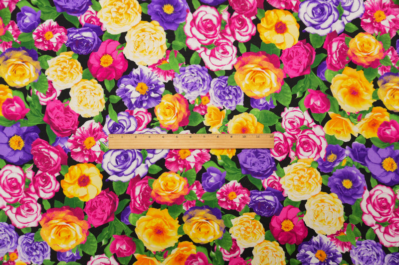 Purple-Pink-Multi Rayon Floral Printed Voile Woven Fabric