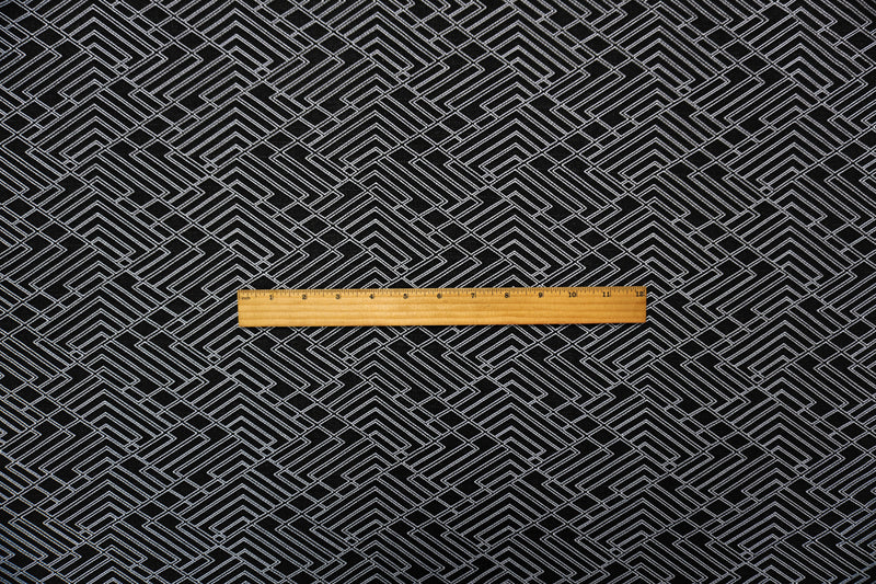 3 YD PC-White Famous Maker Nylon Spandex Geometric Jacquard Double Knit Fabric