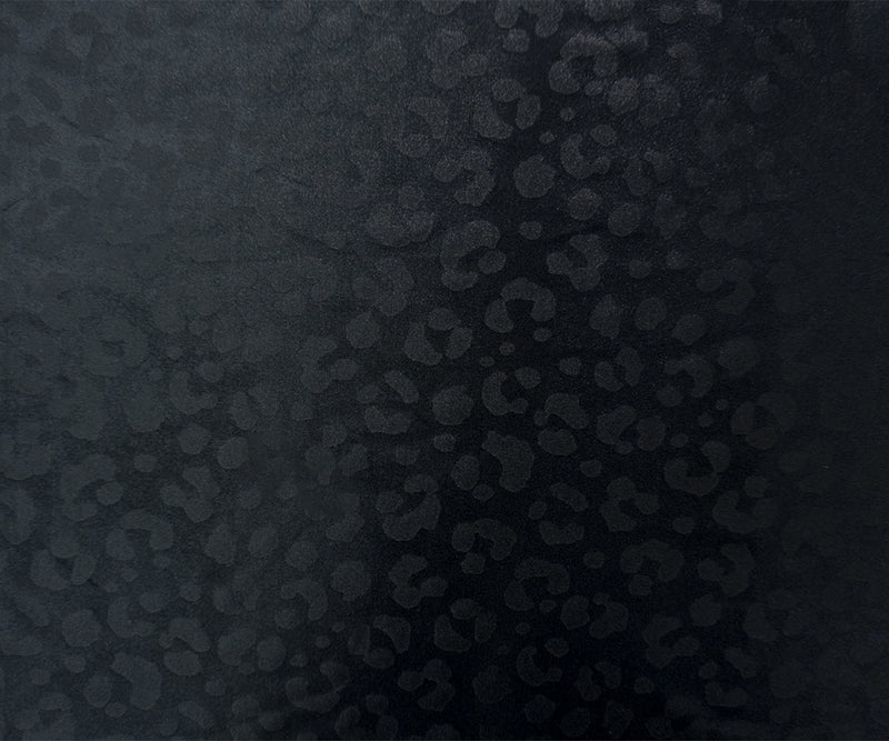 2 5/8 YD PC-Black Famous Maker Nylon Spandex Leopard Satin Tricot Knit Fabric