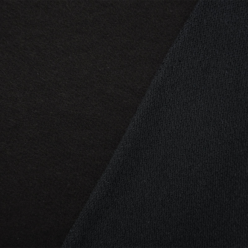 1 1/2 YD PC-Black Poly Blend Solid French Terry Knit Fabric