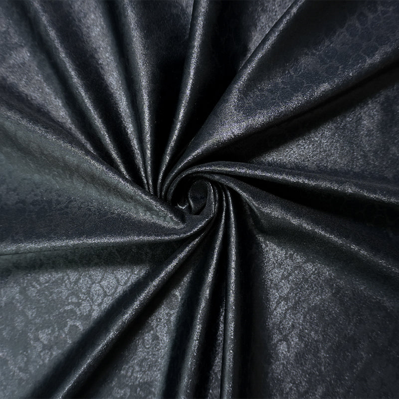 Black Famous Maker Nylon Spandex Reptile Satin Tricot Knit Fabric