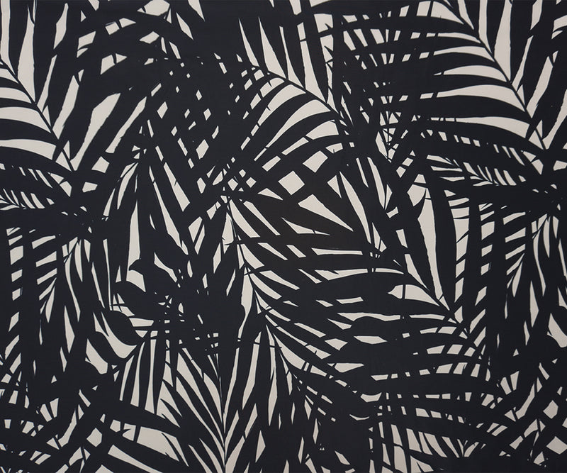 Black Palm Leaves Printed Micro Poly Boardshort Woven Fabric